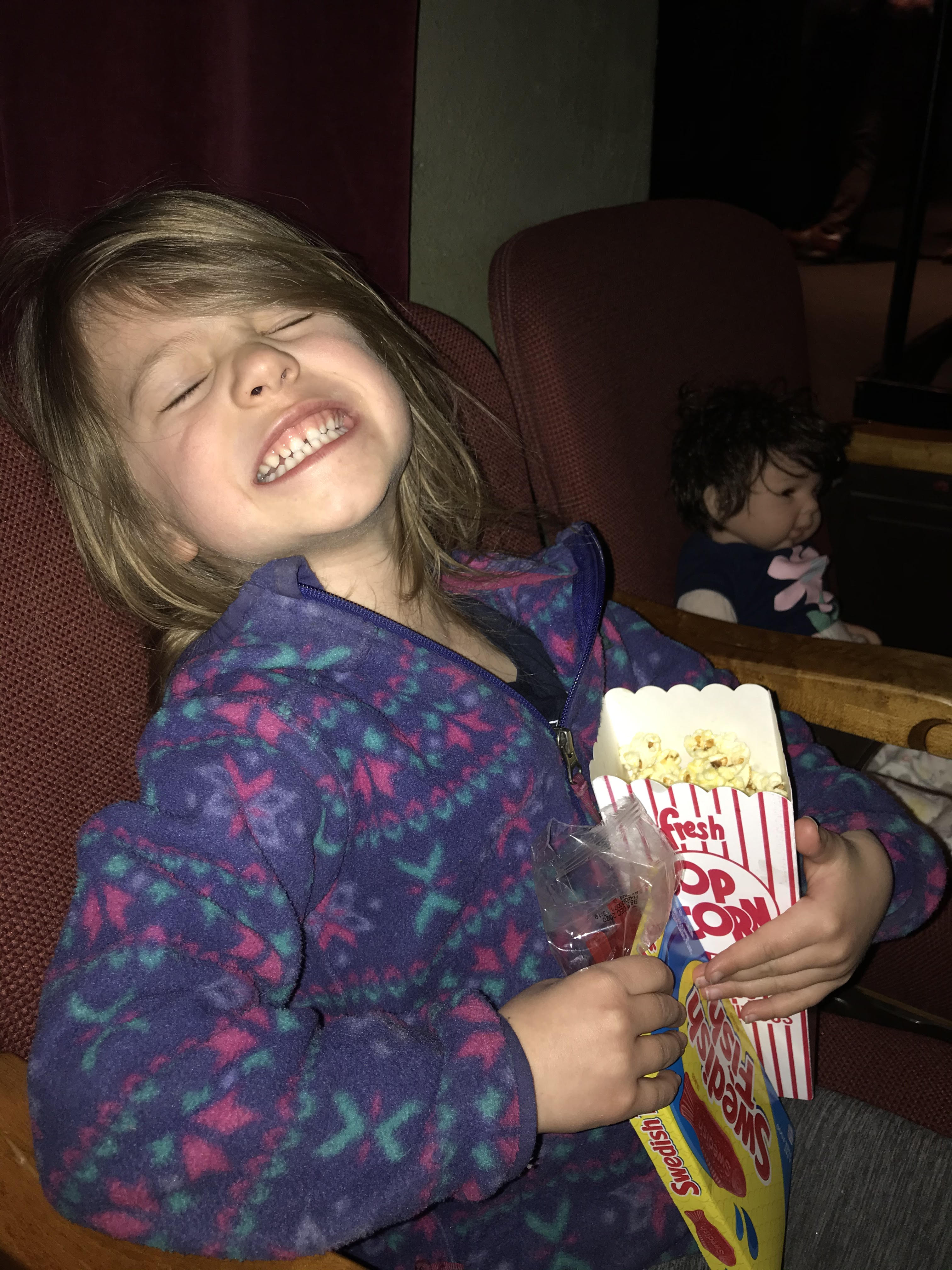 Lucy and Comma in their seats