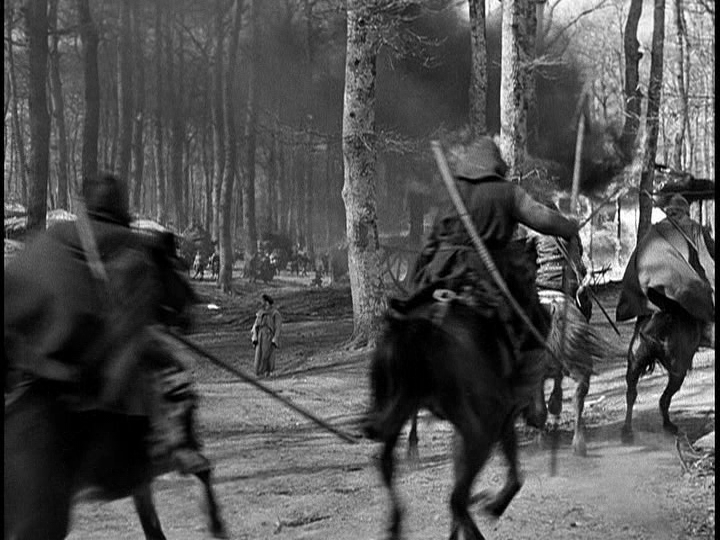 Screengrab from The Flowers of St. Francis showing Brother Ginepro gazing watching Nicolaio's camp break up