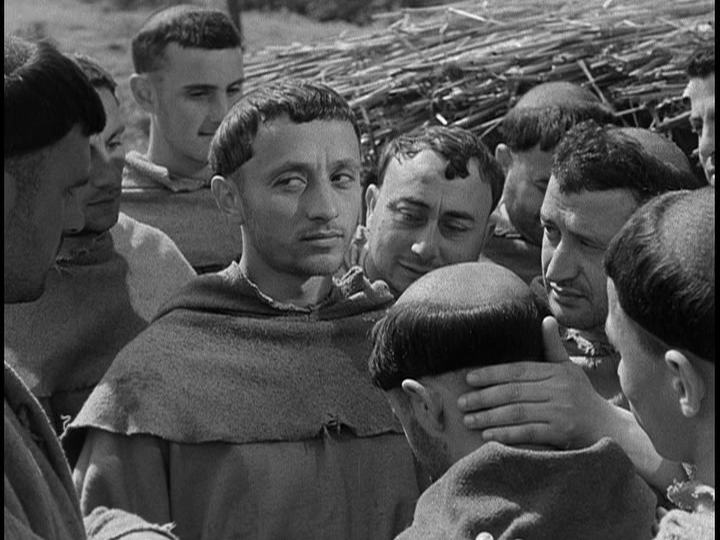 Screengrab from The Flowers of St. Francis showing Francis looking left