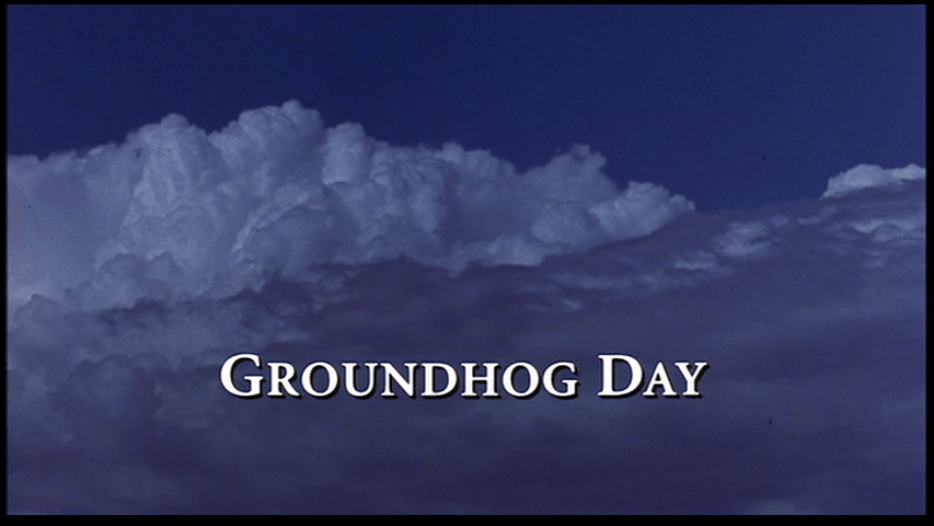 Screengrab showing the title card from the movie Groundhod Day