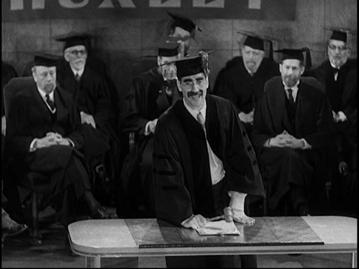 Screengrab from Horse Feathers showing Professor Wagstaff making a speech