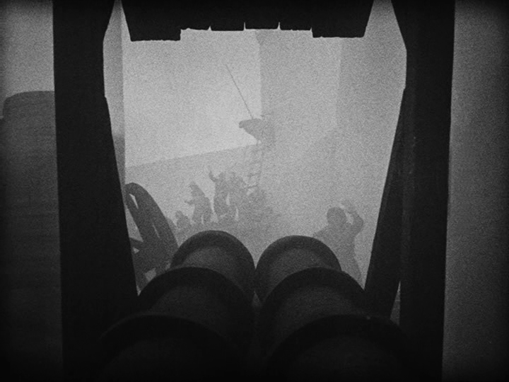 Shot of a canon which swivels like the ones in Battleship Potemkin