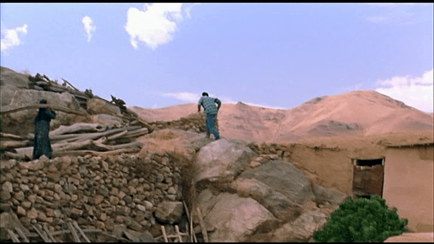 Behad running up a hill