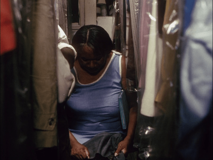 Pierce's mother contemplates a pair of pants that will be impossible to repair