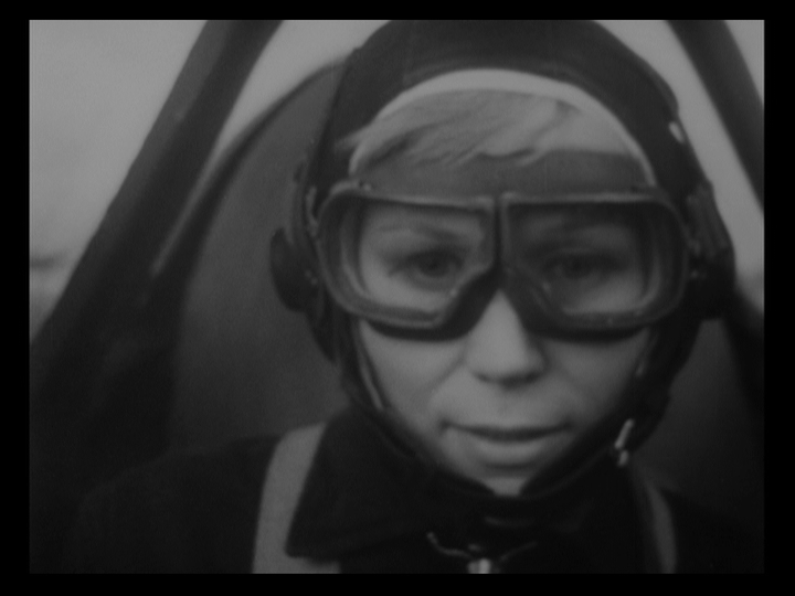 Close-up of Petrukhina flying a plane