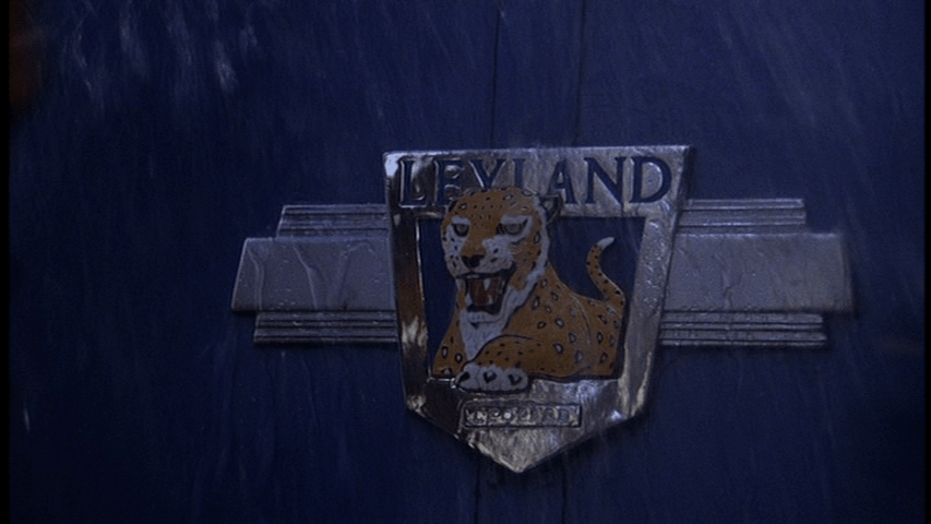 Close-up of a Leyland Leopard logo