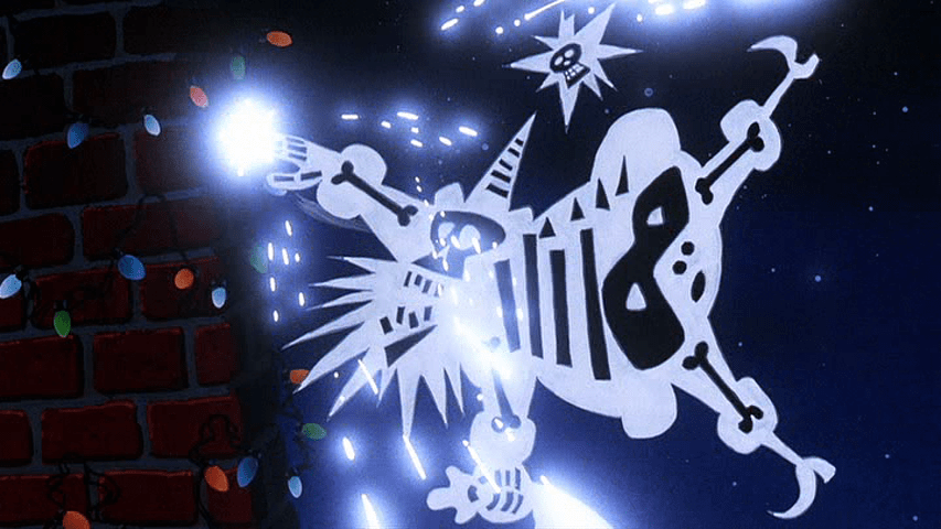 Santa Claus electrocutes himself . . . which reveals that his hat has bones?