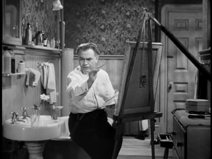 Chris painting in his bathroom "studio"