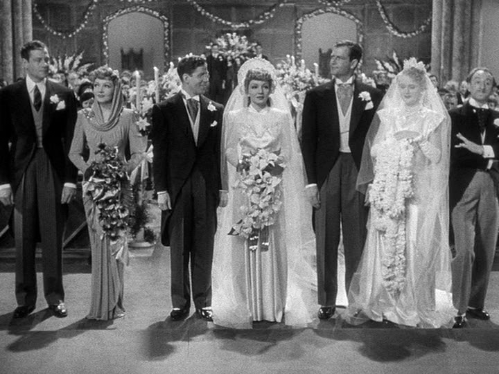 Tom and Gerry and their twins and Hackensacker and his sister and Toto dressed for a wedding