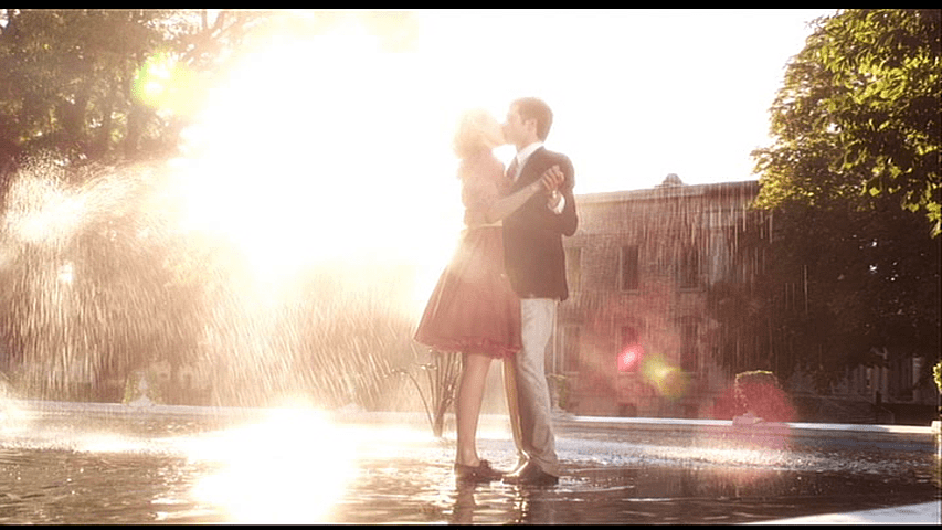 Violet and Charlie/Fred kiss during the "Things Are Looking Up" musical number