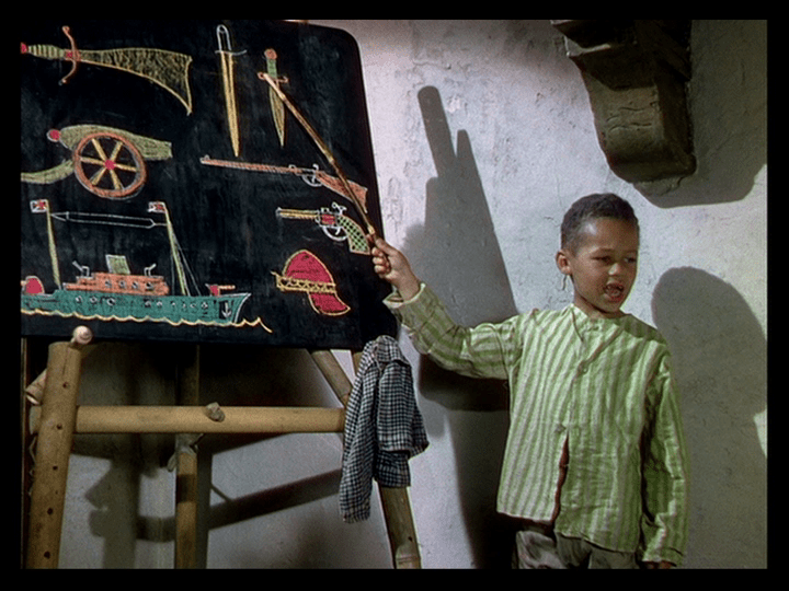 Joseph Anthony teaches students how to say the names of weapons in English