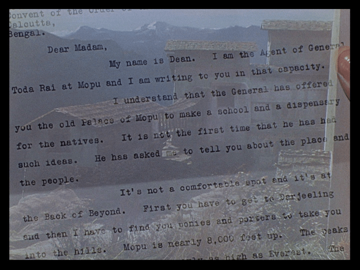 A letter from Mr. Dean dissolves to an establishing shot of Mopu, part one