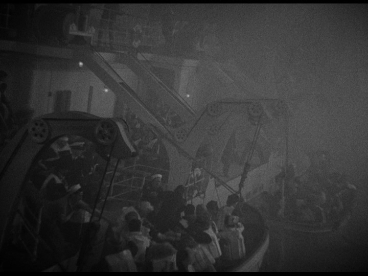 Lifeboats being lowered into the water