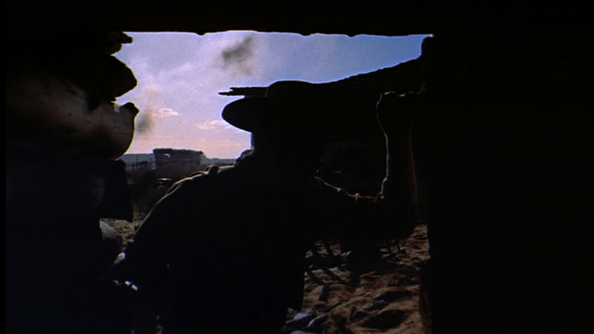 Ethan, in silhouette, looks through the front door of the Edwards place