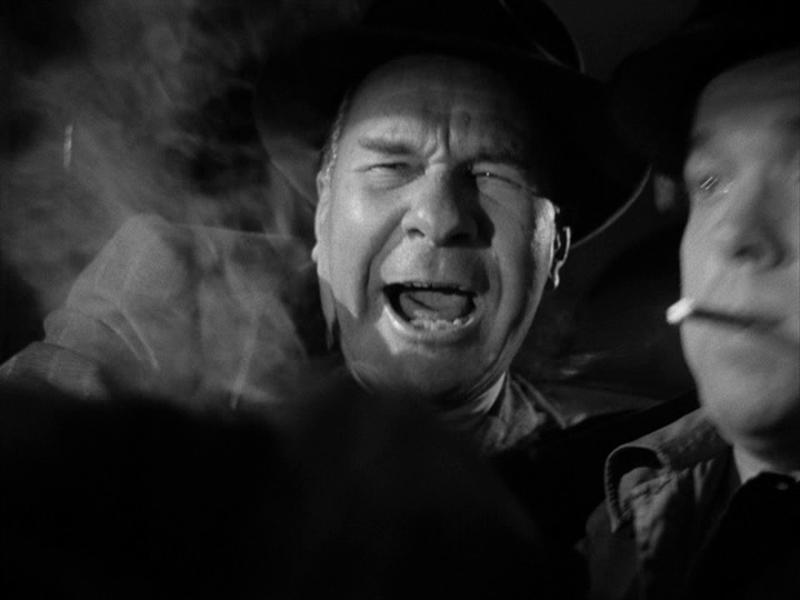 Close-up of Grisby yelling