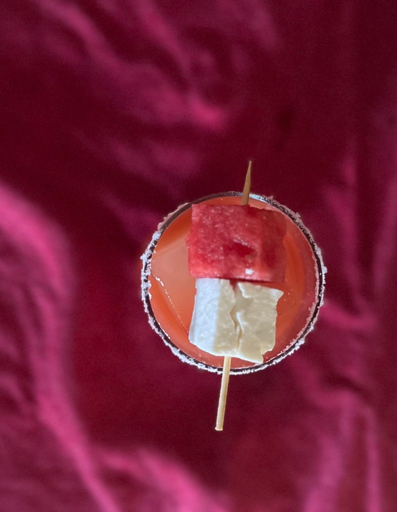 Waltermelon in a cocktail glass