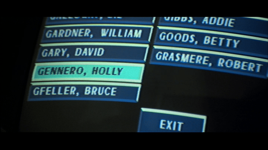 Continuation of the previous shot: Holly's name is now highlighted but spelled "Gennero" with an "e"