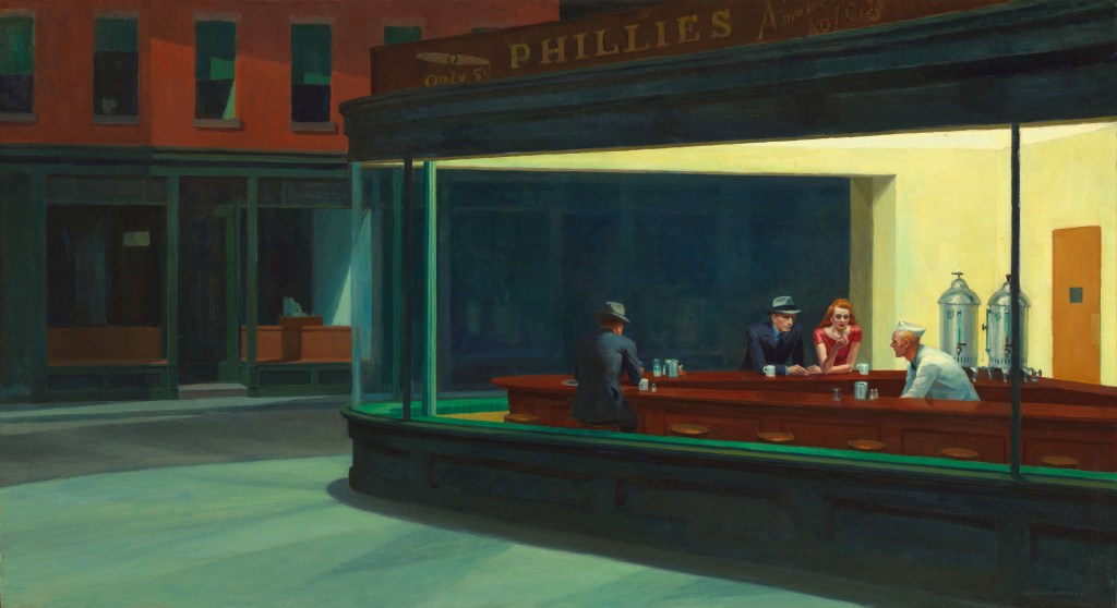 The painting Nighthawks by Edward Hopper