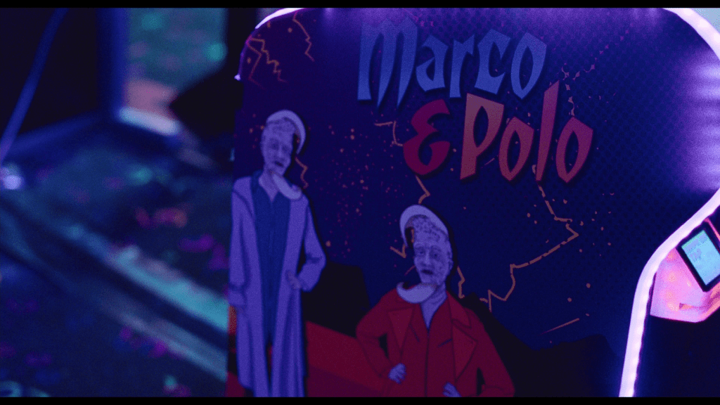 Close-up of art from the side of the video game featuring Marco & Polo, who are identified by those names
